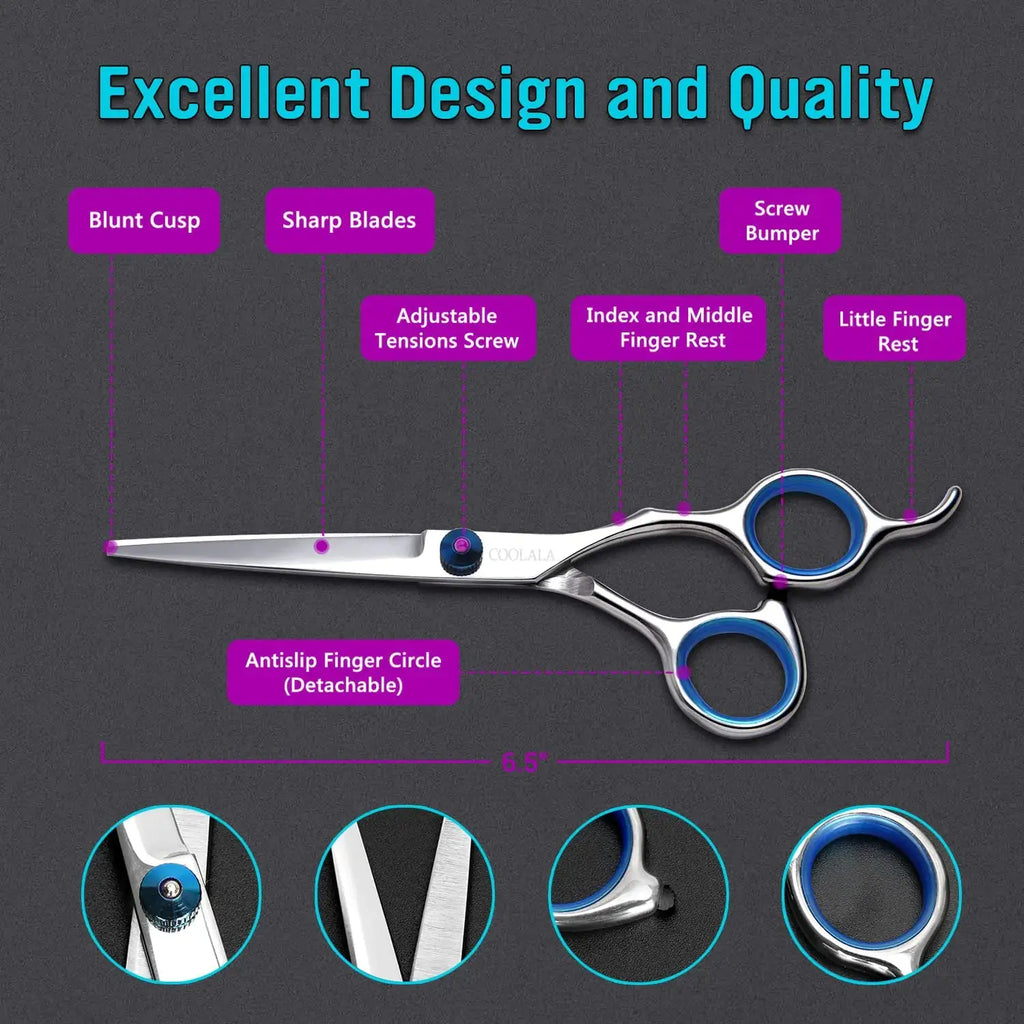 Professional 6.5-Inch Stainless Steel Hair Cutting Scissors with Comb