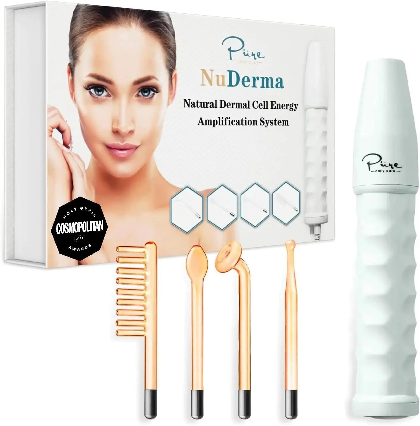 Pure Daily Care NuDerma Portable Handheld Skin Therapy - Hair & Scalp Stimulator - Wand Machine
