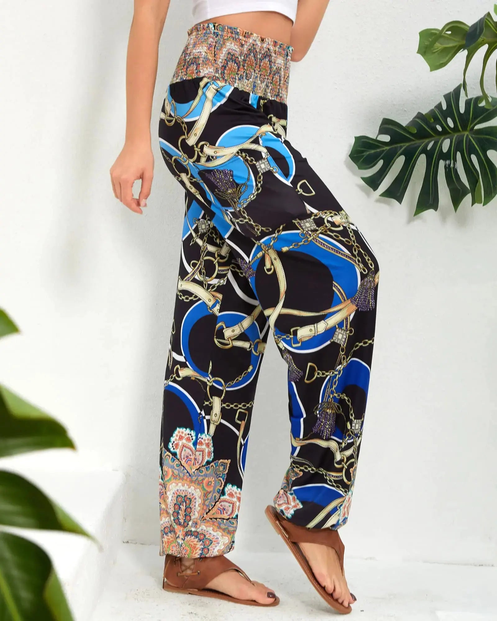 QIANXIZHAN Women's Harem Pants with Pockets - High Waist Yoga Boho Trousers