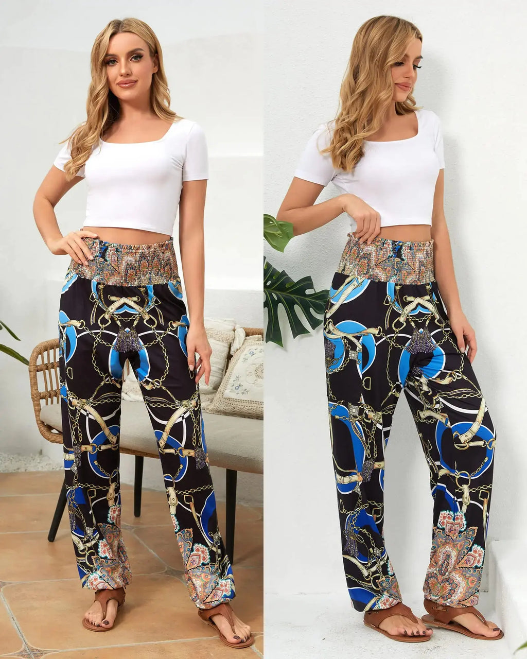 QIANXIZHAN Women's Harem Pants with Pockets - High Waist Yoga Boho Trousers