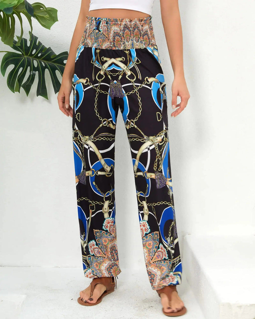 QIANXIZHAN Women's Harem Pants with Pockets - High Waist Yoga Boho Trousers