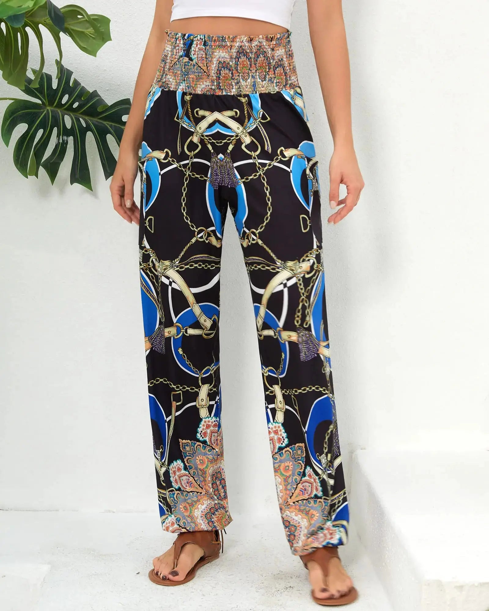QIANXIZHAN Women's Harem Pants with Pockets - High Waist Yoga Boho Trousers