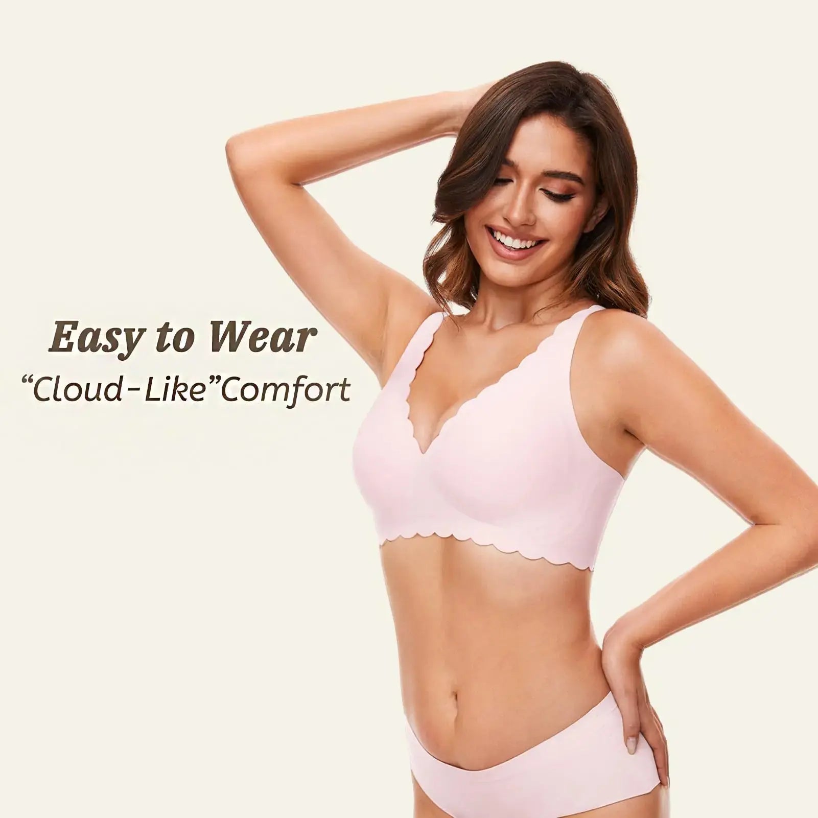 Quttlzze Deep V Petal Bra - Soft Wireless Bra with Extender