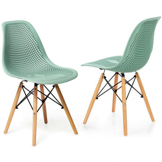 Modern 3-Piece Dining Set: Round Table with Set of 2 Hollow Plastic Chairs