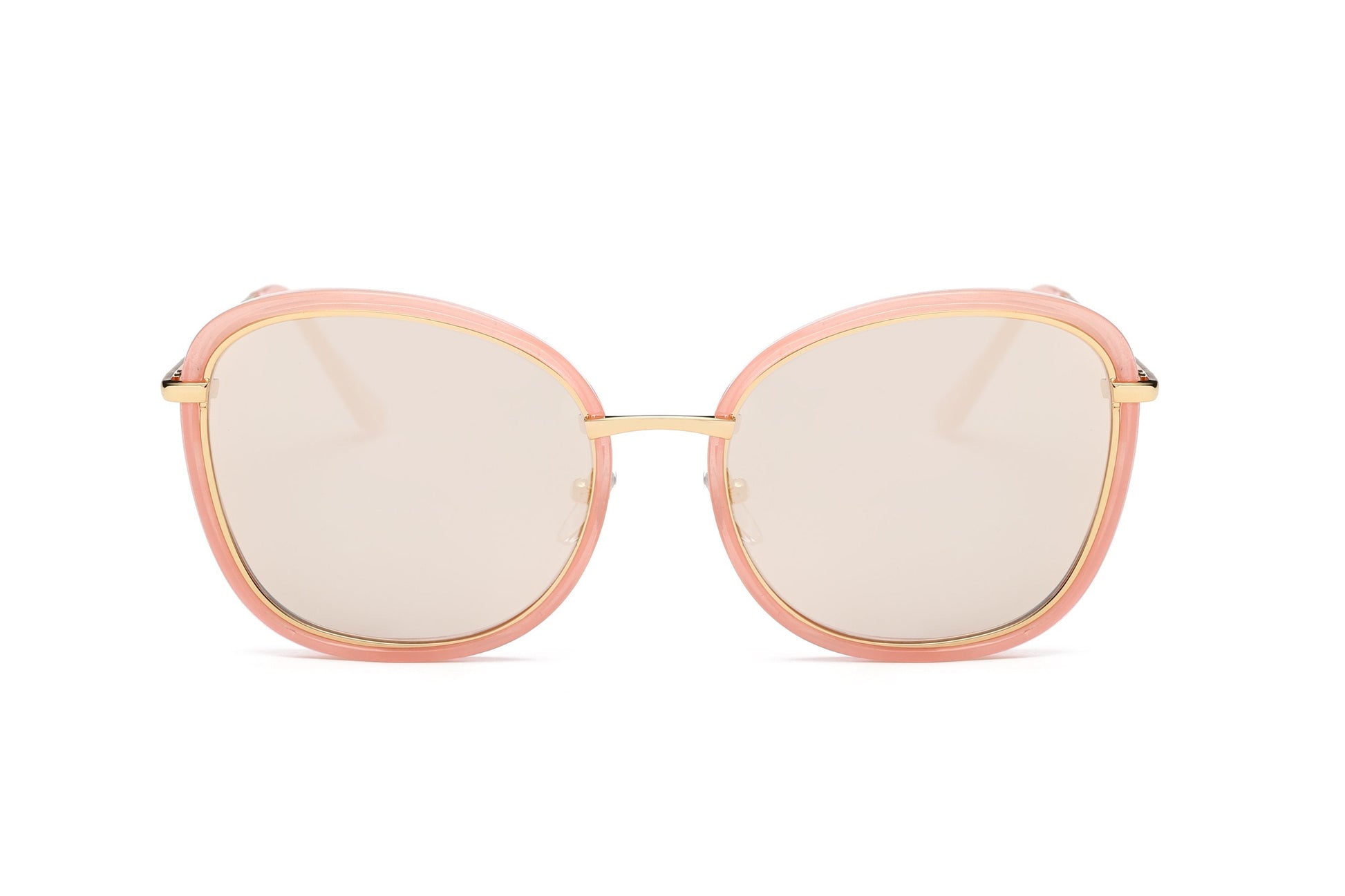Women Round Cat Eye Sunglasses Pink Gold Oversized Slim