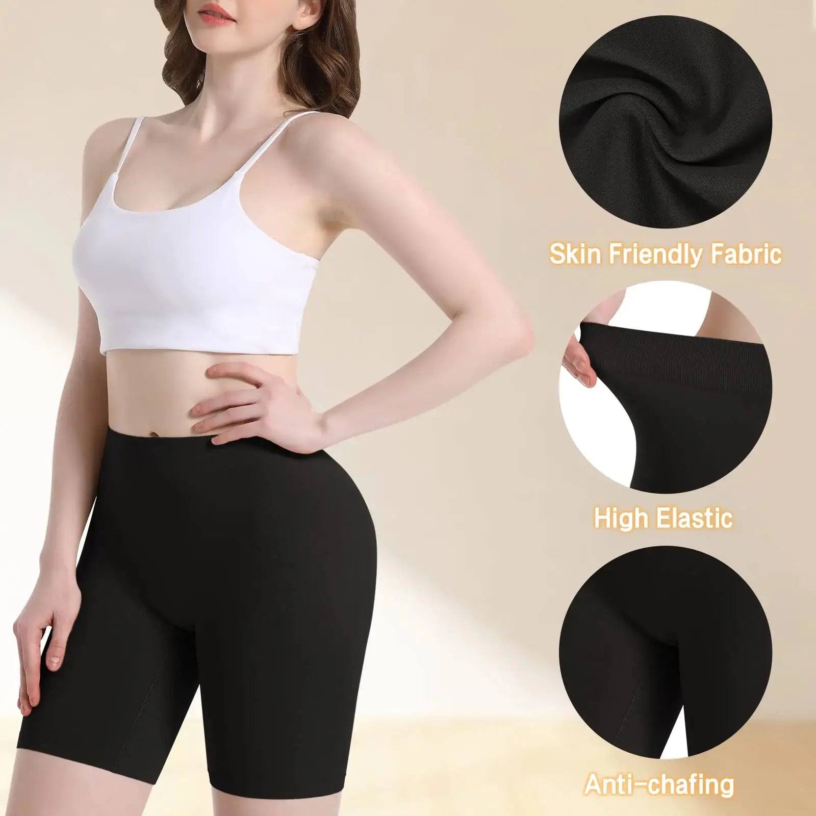 Reamphy 3 Pack Slip Shorts for Women Under Dress - Comfortable Smooth Yoga Shorts | Workout Biker Shorts