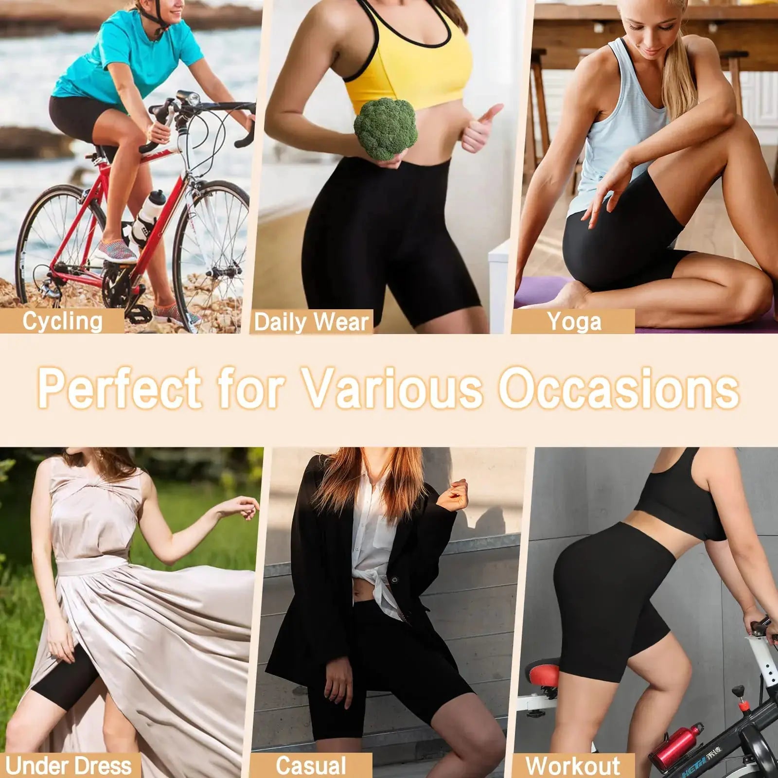 Reamphy 3 Pack Slip Shorts for Women Under Dress - Comfortable Smooth Yoga Shorts | Workout Biker Shorts
