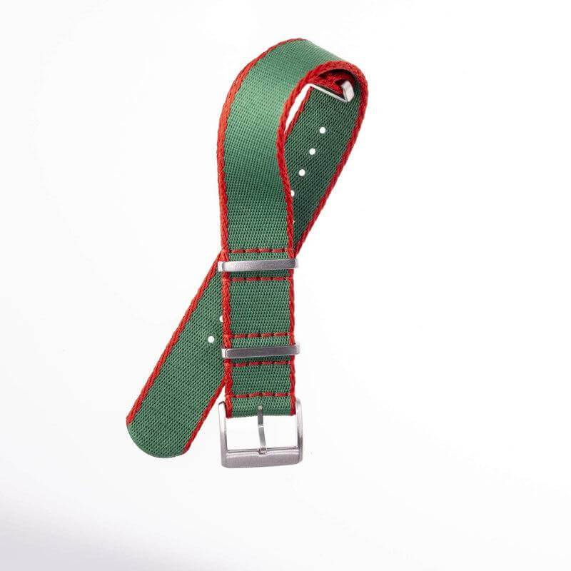 Eco-Friendly Nylon Military Strap Green Red Borders