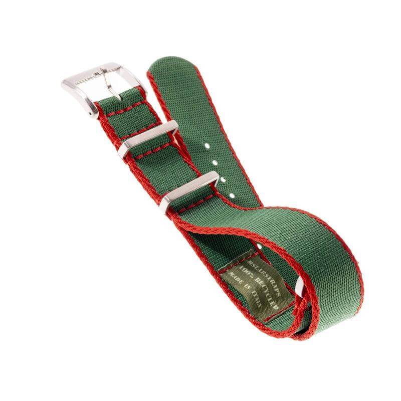Eco-Friendly Nylon Military Strap Green Red Borders