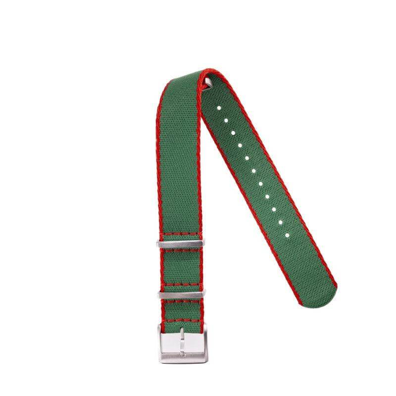 Eco-Friendly Nylon Military Strap Green Red Borders