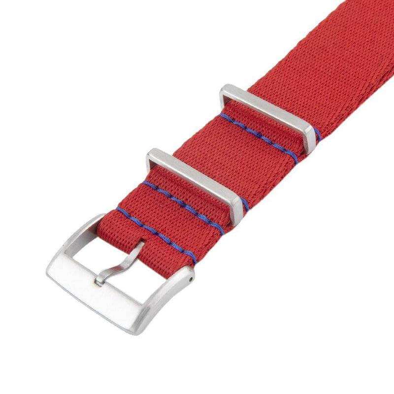 Eco-Friendly Nylon Military Watch Strap -  Red Blue Stitches