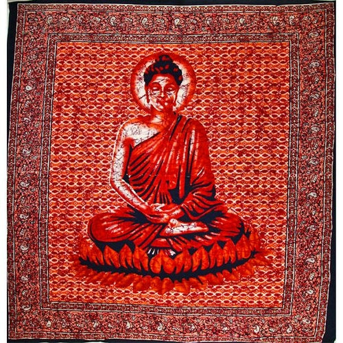 Red Buddha Meditation Tapestry Lotus Yoga Wall Hanging
