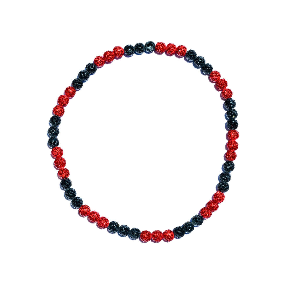 Red Slugger Iced Out Baseball Bead Necklace | Black & Red