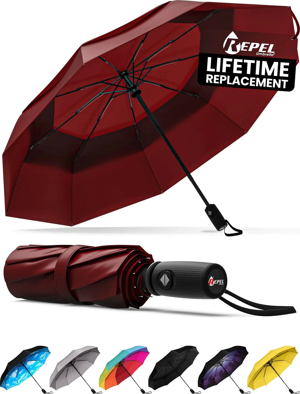 Repel Umbrella Windproof Travel Umbrella - Auto Open & Close, Compact & Durable