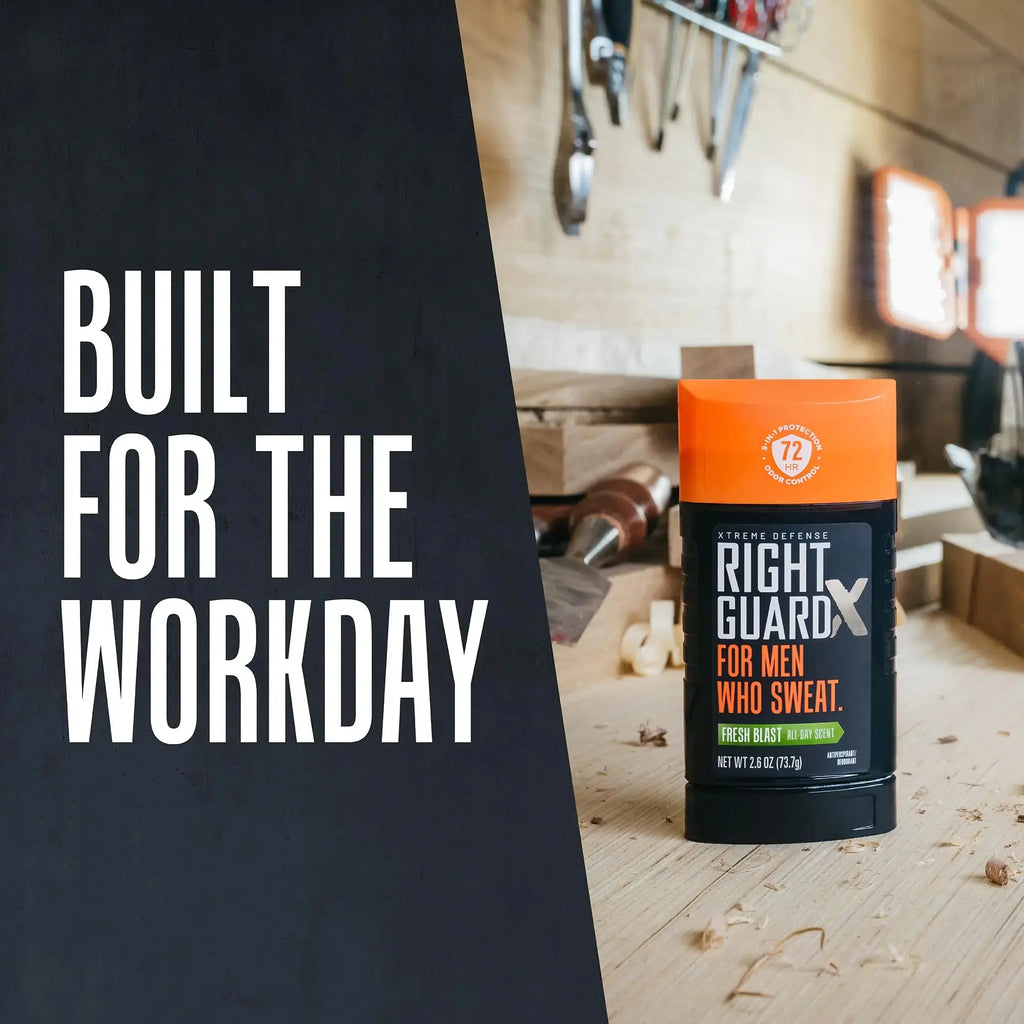 Right Guard Xtreme Defense Invisible Solid Antiperspirant & Deodorant, 72-Hour Odor Control, Fresh Blast Scent - 2.6 oz (Pack of 4)