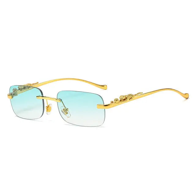 Rimless Square Sunglasses with UV Protection Lenses