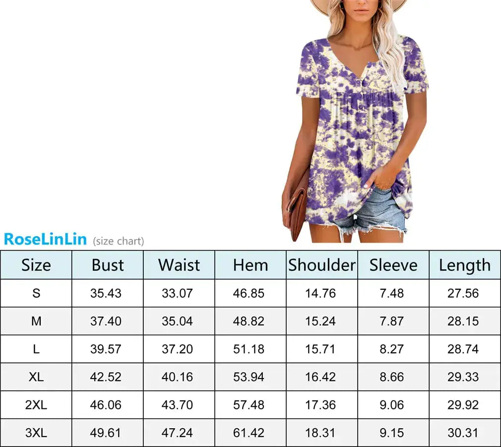 Roselinlin Women's Short Sleeve Floral Tops – Stylish Summer Comfort