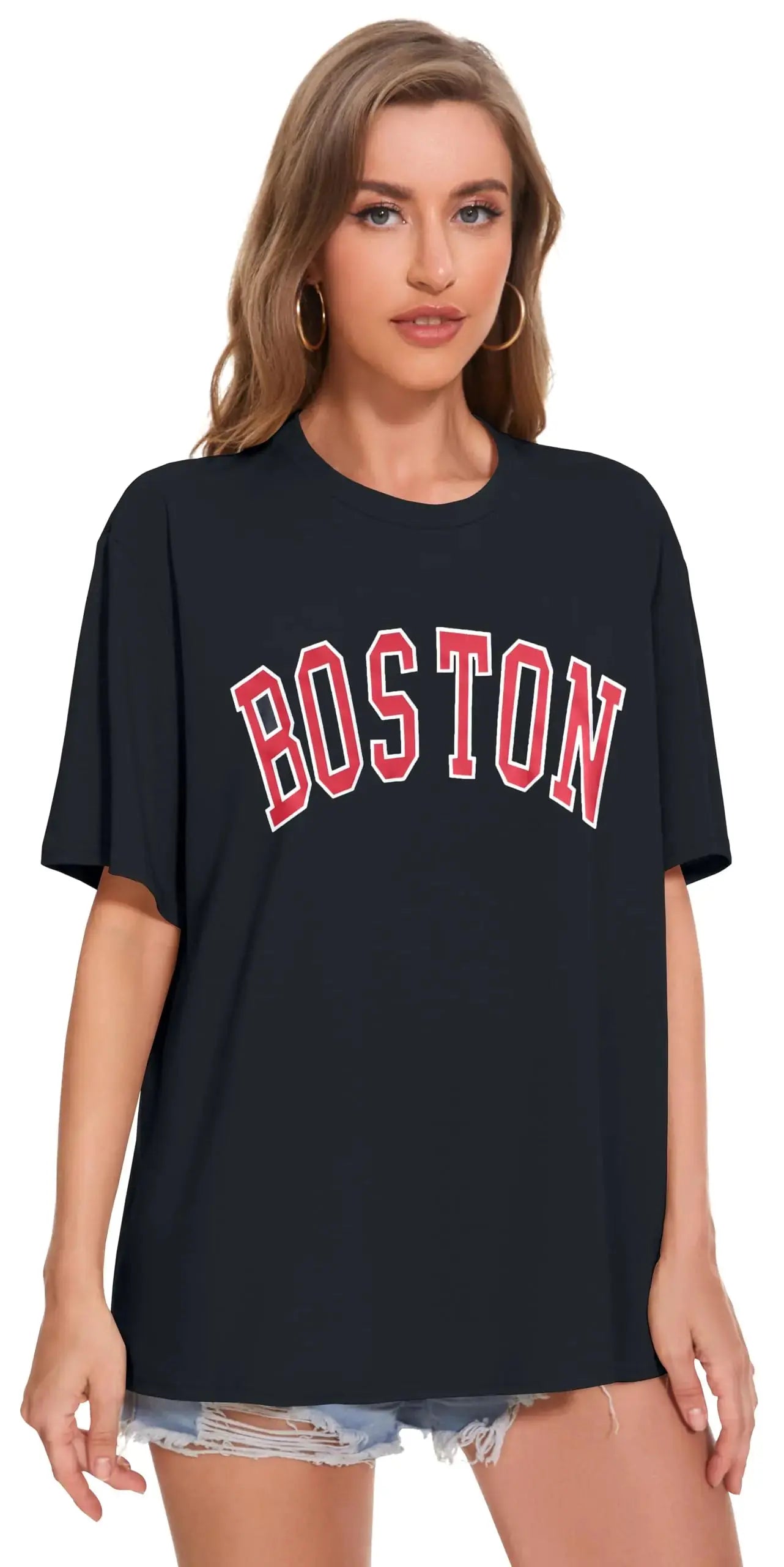 Rosemia Womens Oversized T-Shirt - Crew Neck Summer Short Sleeve Loose Fit Graphic Tees