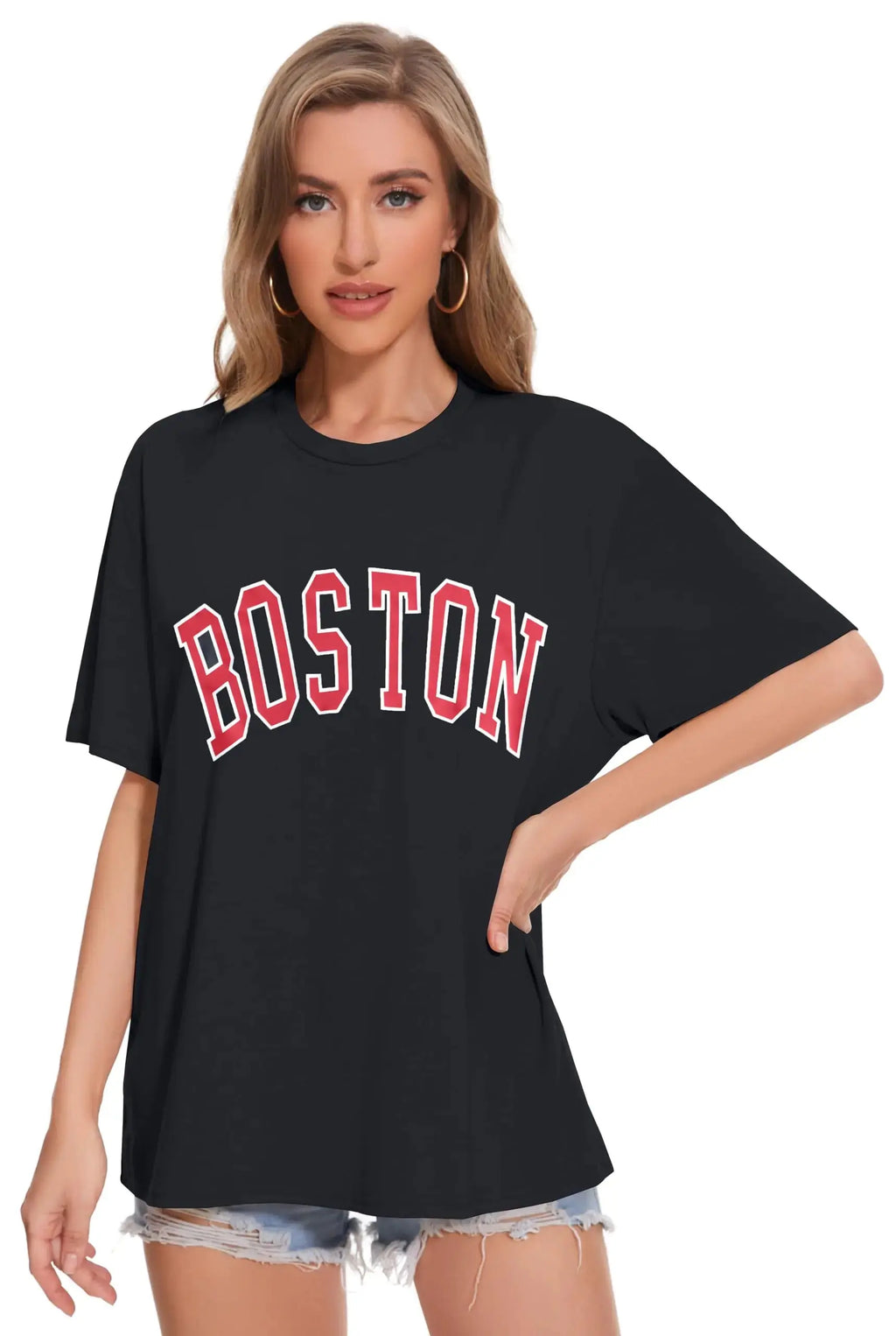 Rosemia Womens Oversized T-Shirt - Crew Neck Summer Short Sleeve Loose Fit Graphic Tees