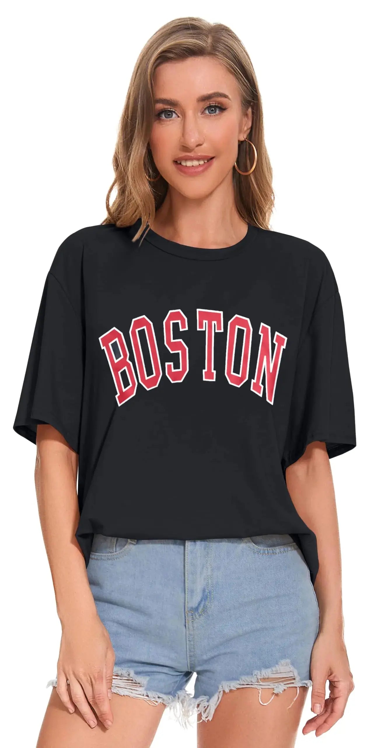 Rosemia Womens Oversized T-Shirt - Crew Neck Summer Short Sleeve Loose Fit Graphic Tees