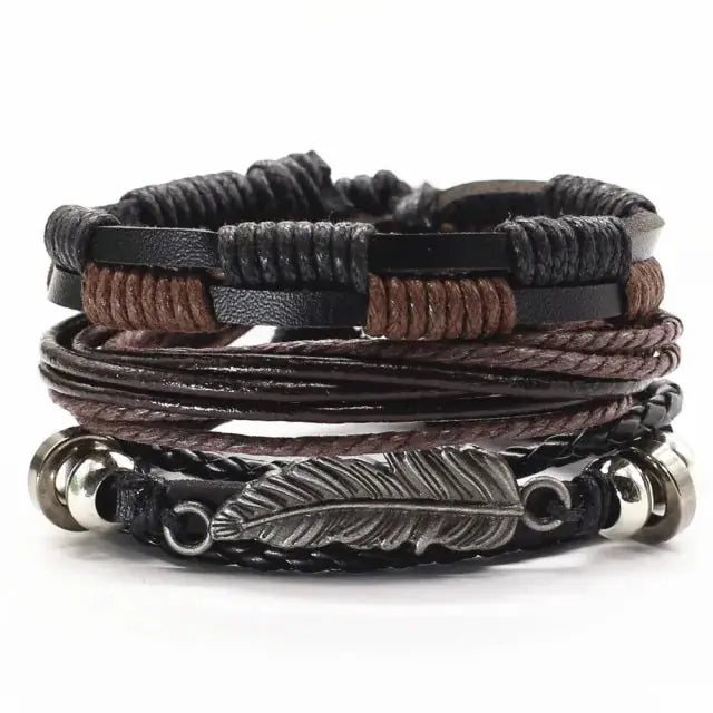 Rugged Men's Leather Bangles