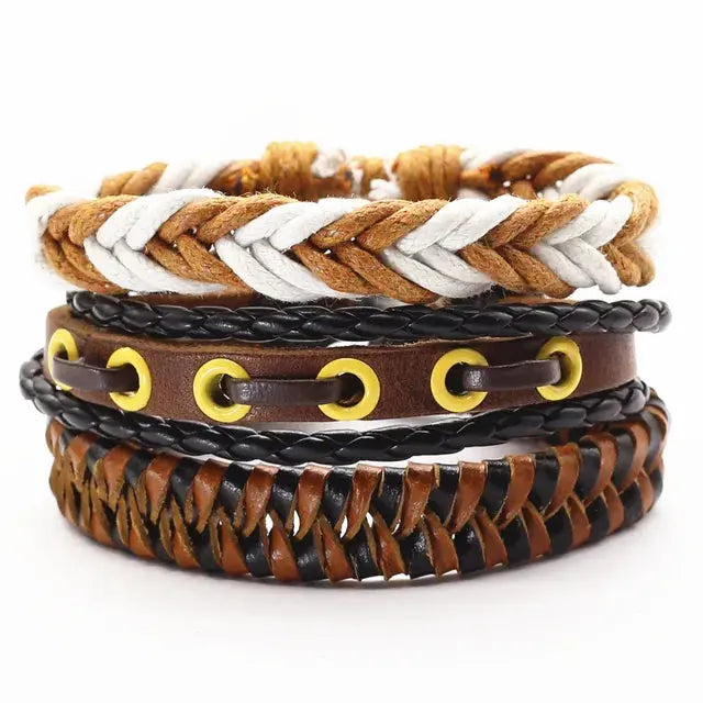 Rugged Men's Leather Bangles
