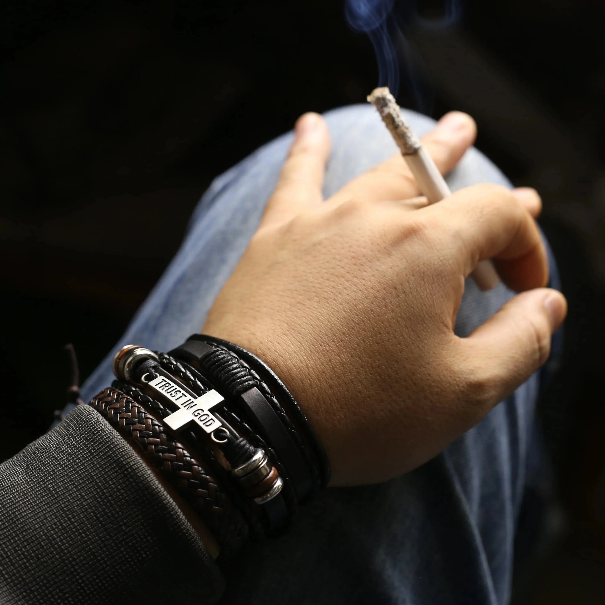 Rugged Men's Leather Bangles