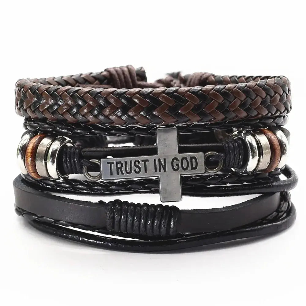 Rugged Men's Leather Bangles