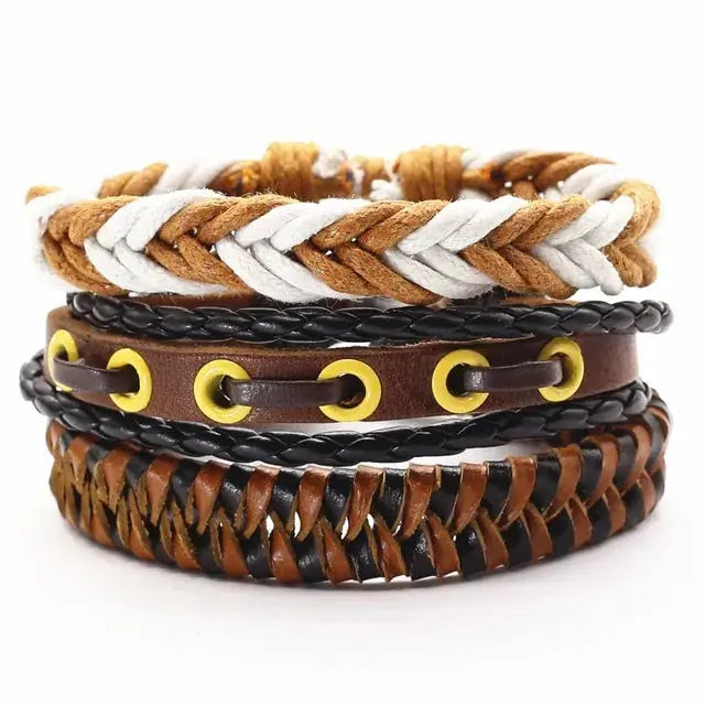 Rugged Men's Leather Bangles