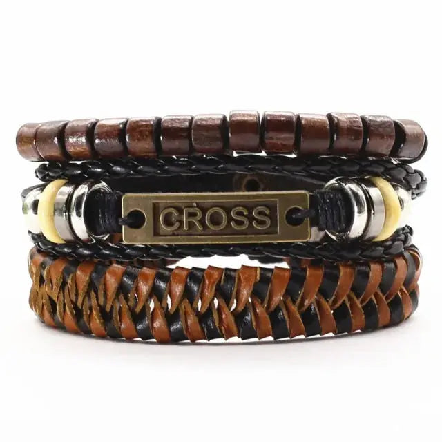 Rugged Men's Leather Bangles