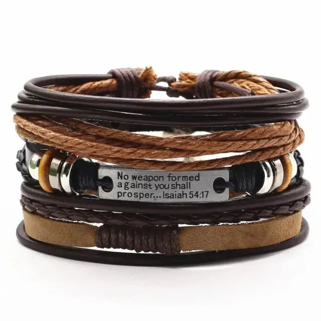 Rugged Men's Leather Bangles