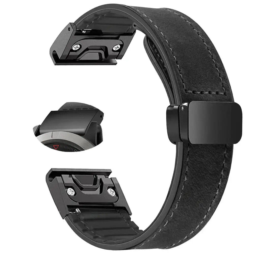 Garmin Soft Leather Band - Magnetic Buckle QuickFit Design