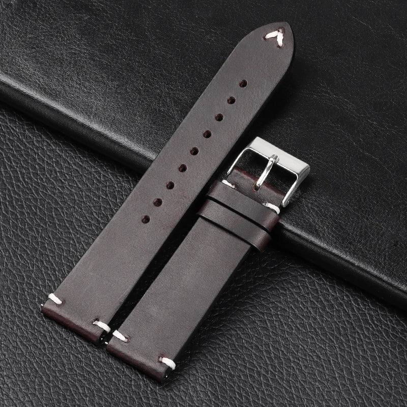 OnePlus Smartwatch Leather Band Quick Release Retro Oil Wax Wristband