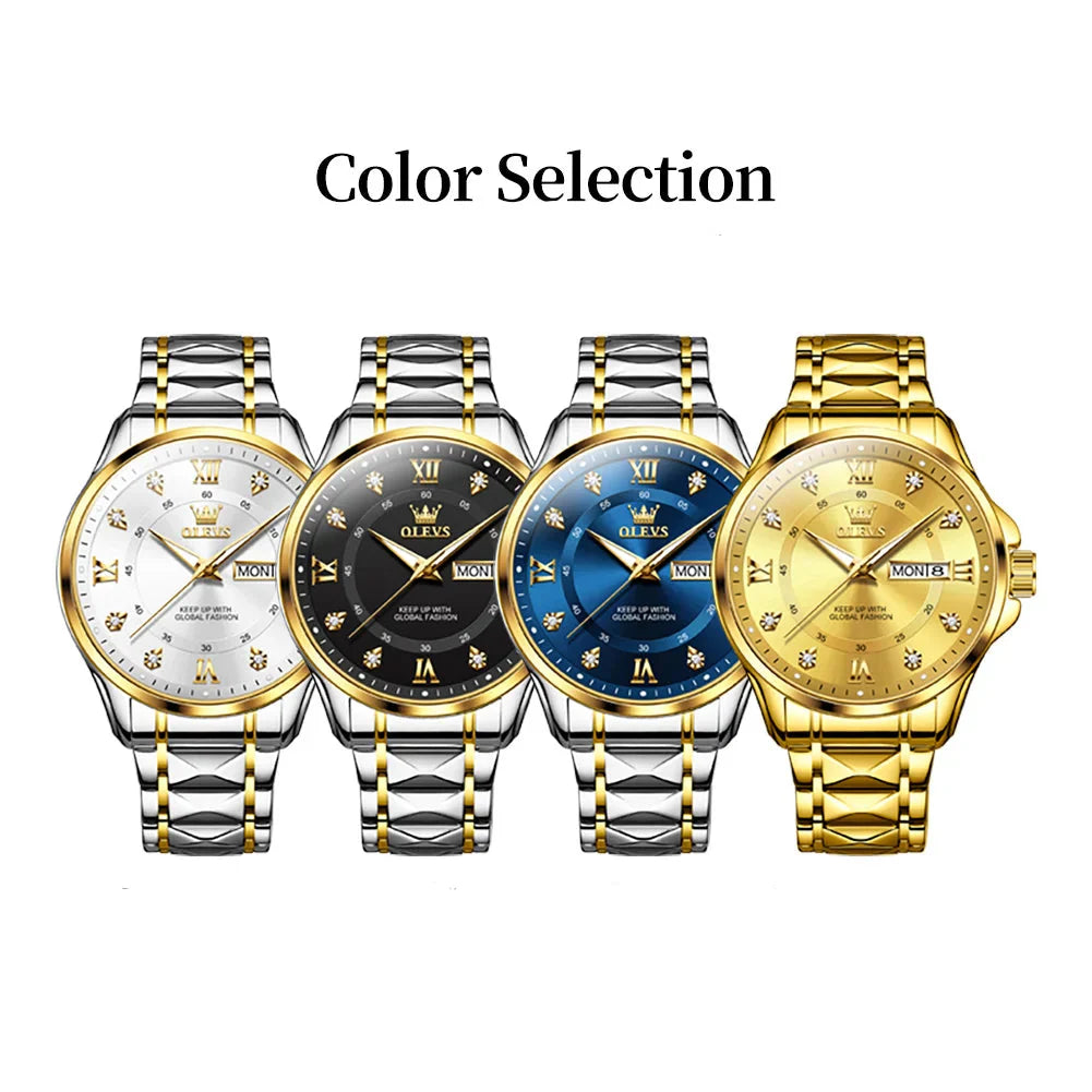 Women's Gold Stainless Steel Slim Luminous Waterproof Watch
