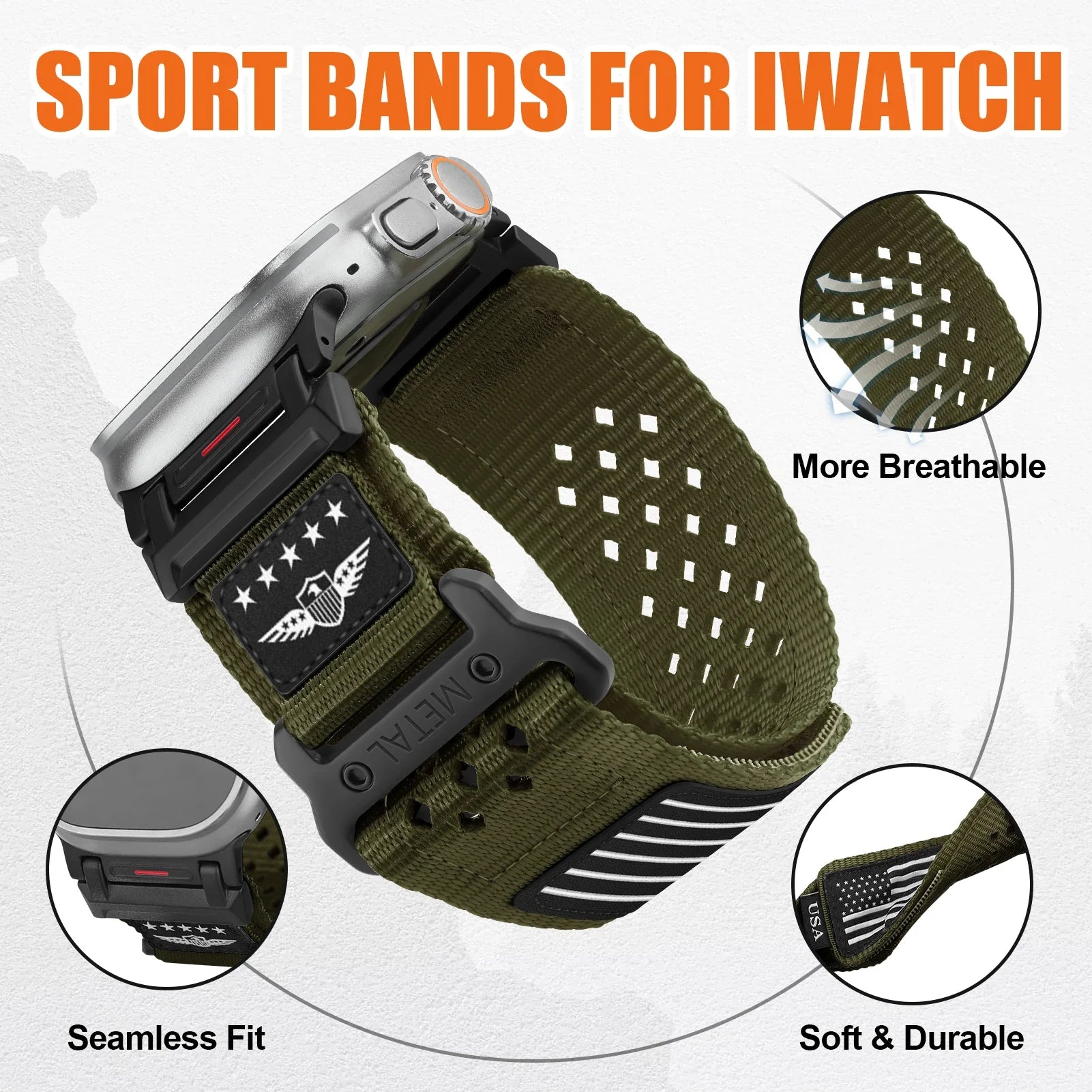 Apple Watch Nylon Band - Sport Loop - Breathable and Durable