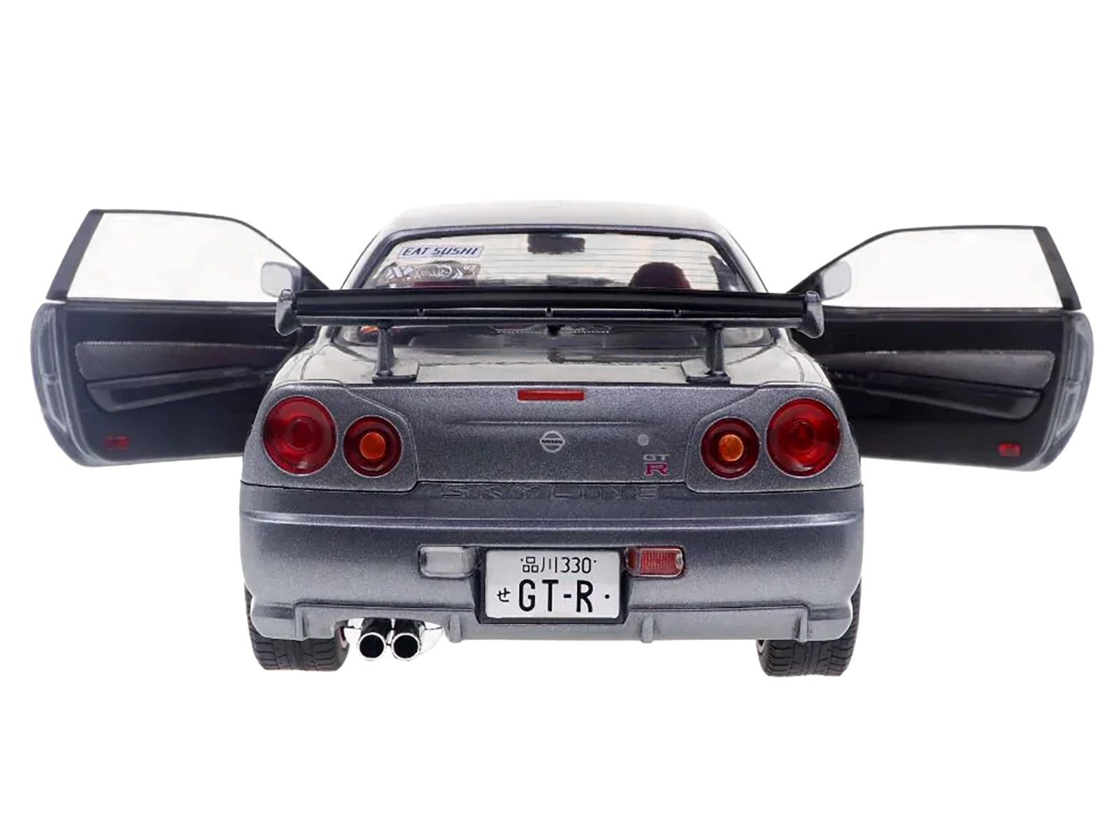 1999 Nissan Skyline GT-R (R34) RHD (Right Hand Drive) Silver Metallic with Purple Wheels 1/18 Diecast Model Car by Solido