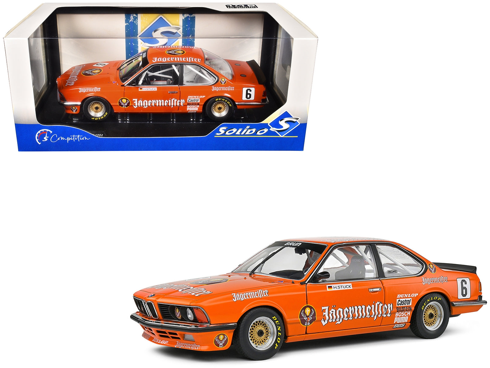BMW 635 CSI (E24) #6 Hans-Joachim Stuck "Jagermeister" "European Touring Car Championship" (1984) "Competition" Series 1/18 Diecast Model Car by Solido