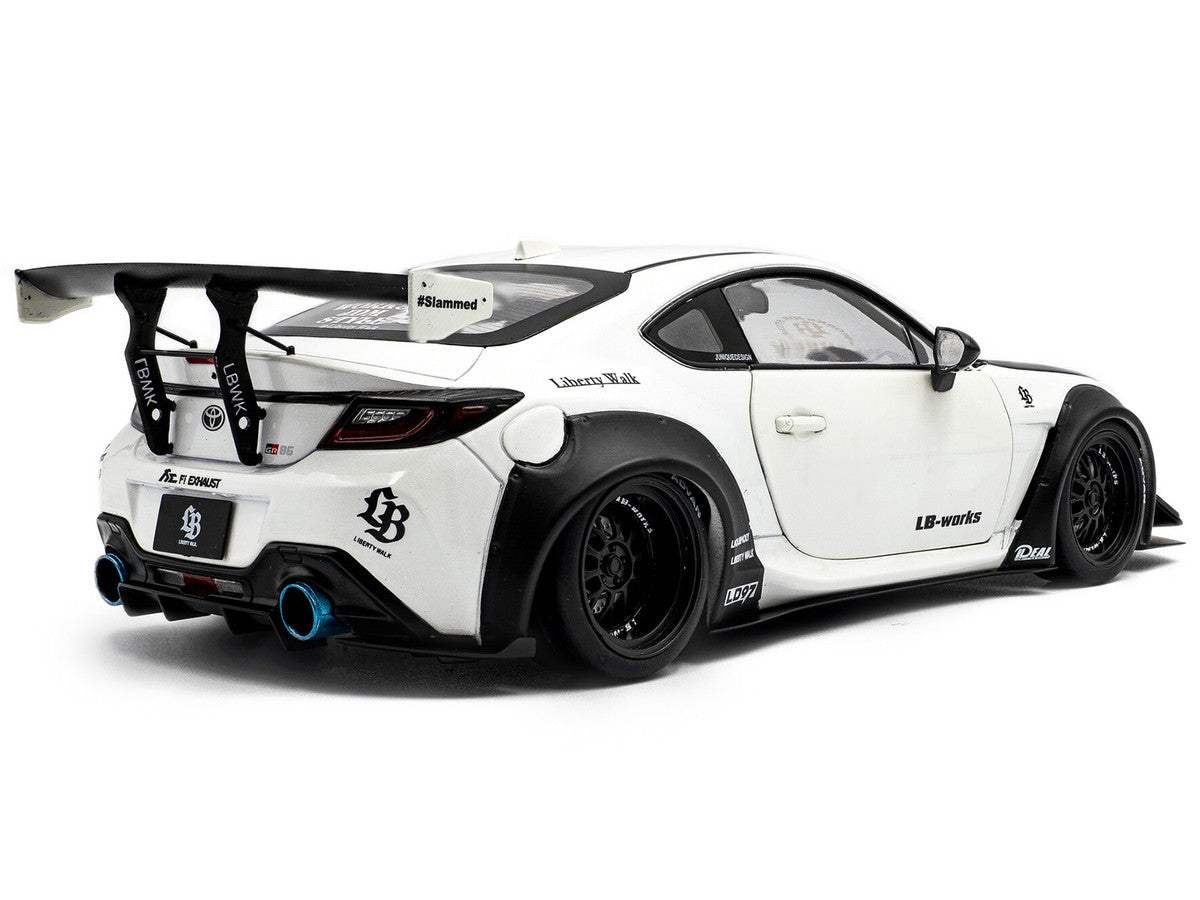 2024 Toyota GR86 LBWK Body Kit RHD (Right Hand Drive) Pearl White with Carbon Hood 1/18 Diecast Model Car by Solido