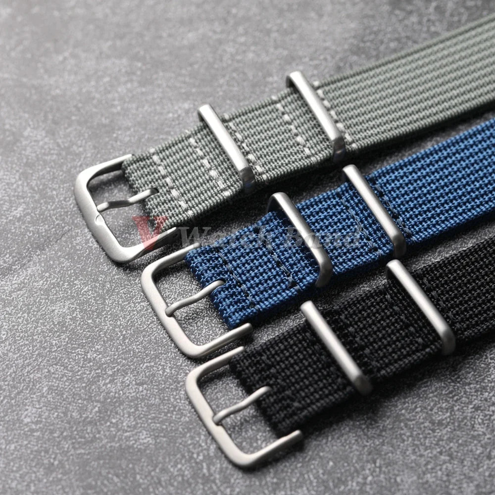 Polar Ribbed Nylon Watch Band Unisex Fabric Strap With Pin Buckle