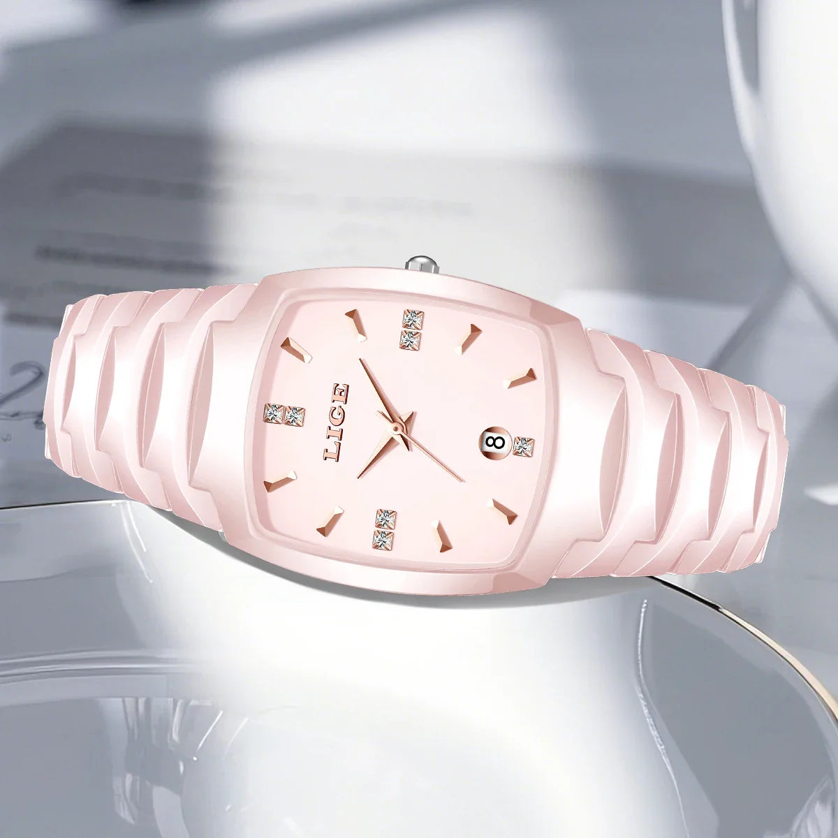 Women's Rose Gold Stainless Steel Luminous Date Slim Watch