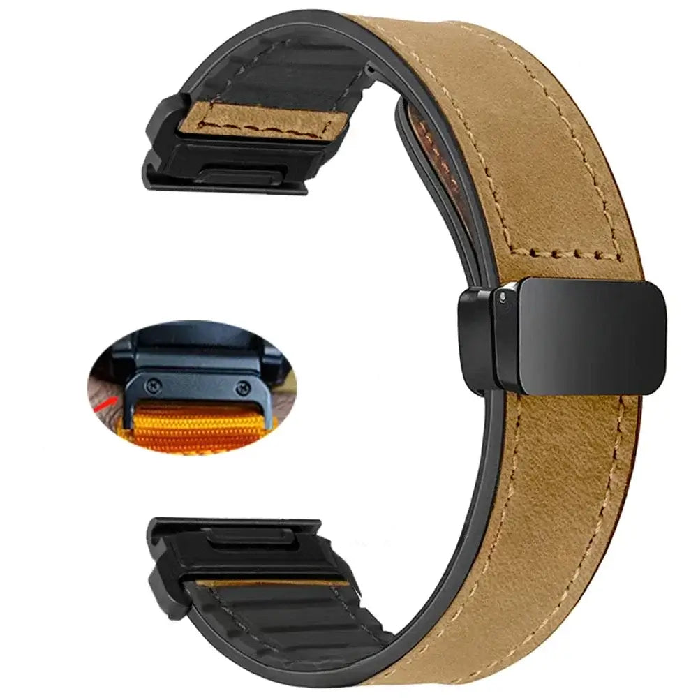 Garmin Soft Leather Band - Magnetic Buckle QuickFit Design