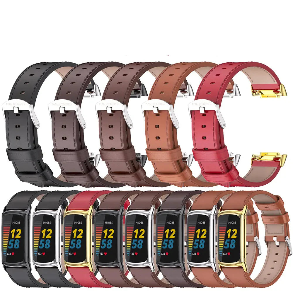 Fitbit Charge 5 6 Leather Strap - Stylish and Breathable