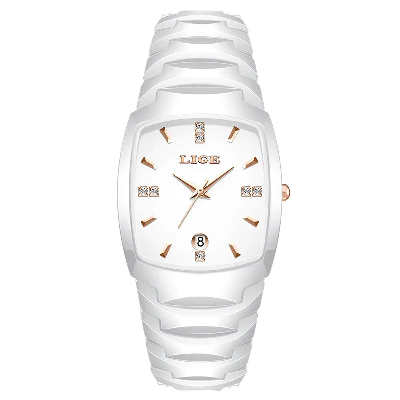 Women's Rose Gold Stainless Steel Luminous Date Slim Watch