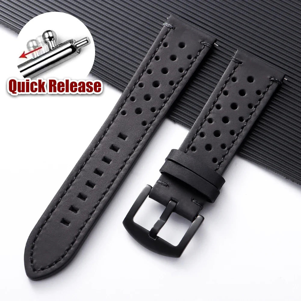 OnePlus Watch Band Quick Release Leather Strap Vintage Brown Wristband