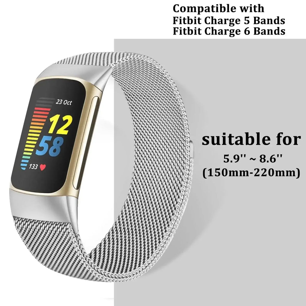 Fitbit Charge 5 6 Stainless Steel Magnetic Band - Stylish Durable
