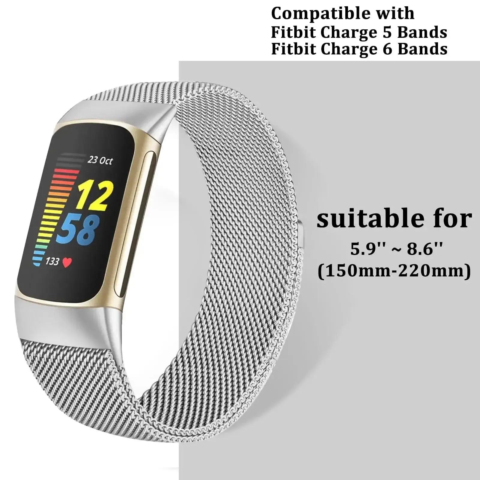 Fitbit Charge 5 6 Stainless Steel Magnetic Band - Stylish Durable