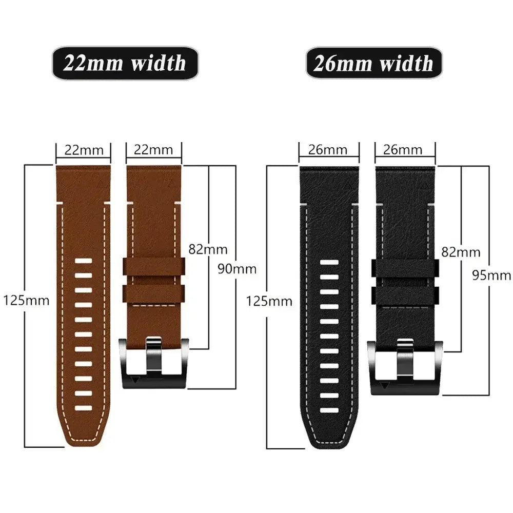 Garmin Leather Silicone QuickFit Band - Durable Stylish Strap