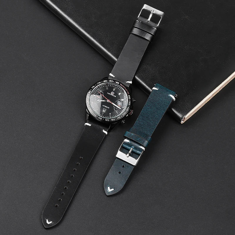 Amazfit Leather Watch Band Retro Oil Wax Calfskin For Smartwatch Replacement