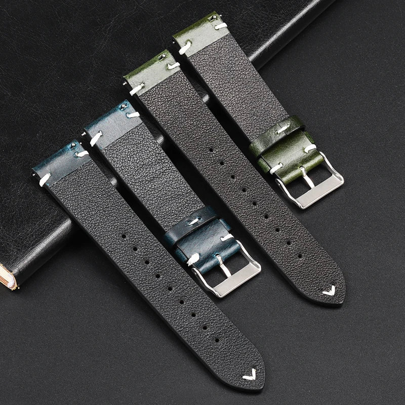 Amazfit Leather Watch Band Retro Oil Wax Calfskin For Smartwatch Replacement