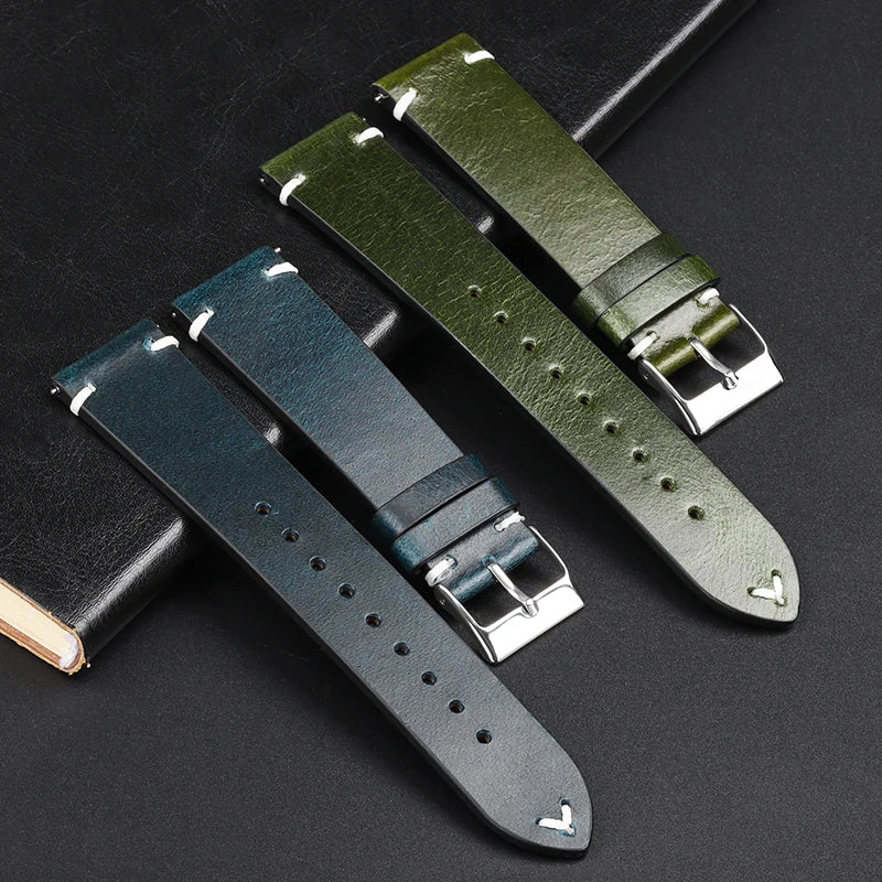 Amazfit Leather Watch Band Retro Oil Wax Calfskin For Smartwatch Replacement